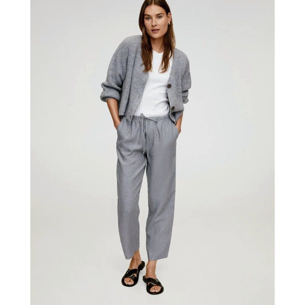 Mango Grey Linen Pants